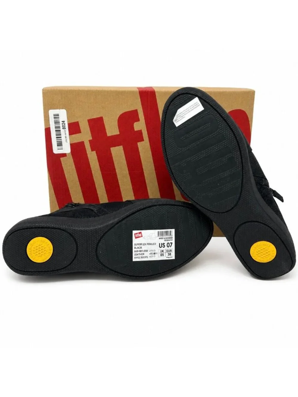 FitFlop Superflex Supportive Black Pebbled Leather Ankle Boots Womens 7 EU 38